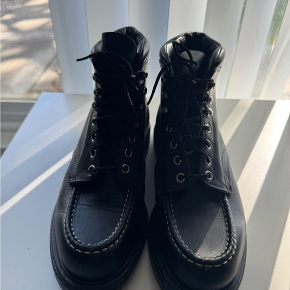 Vintage 2921 Black Chrome Moc Toe Leather Boots size 7D - Picture 8 of 14